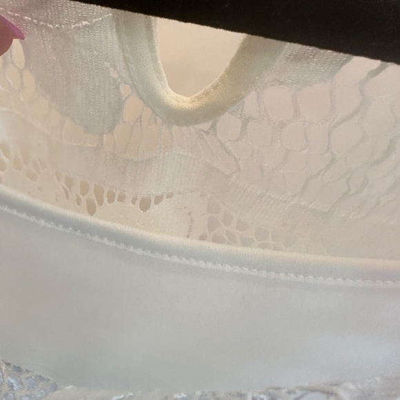 ADIVA WOMEN'S OPEN LACE BELL SLEEVE TOP WITH SHELL WHITE SZ L - Picture 5 of 7